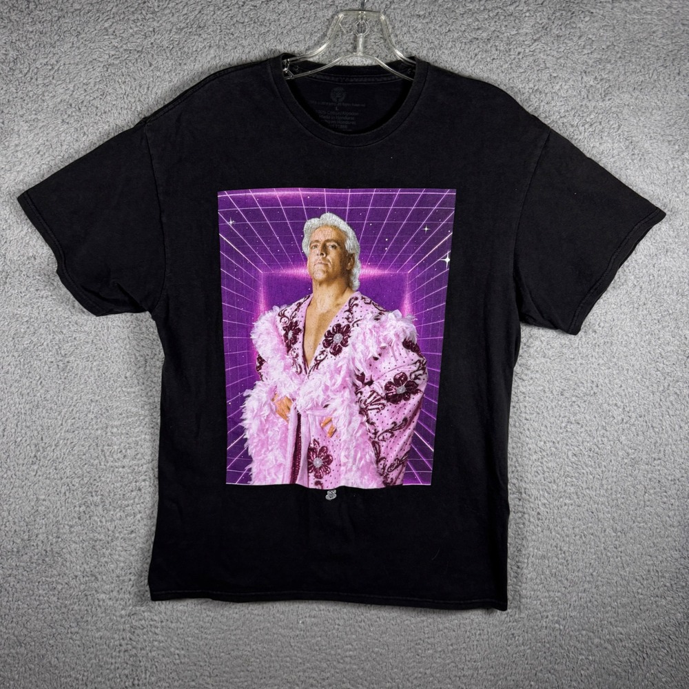 WWE Ric‎ Flair Nature Boy Graphic T-Shirt Mens Large Black Retro 2018 Wrestling
